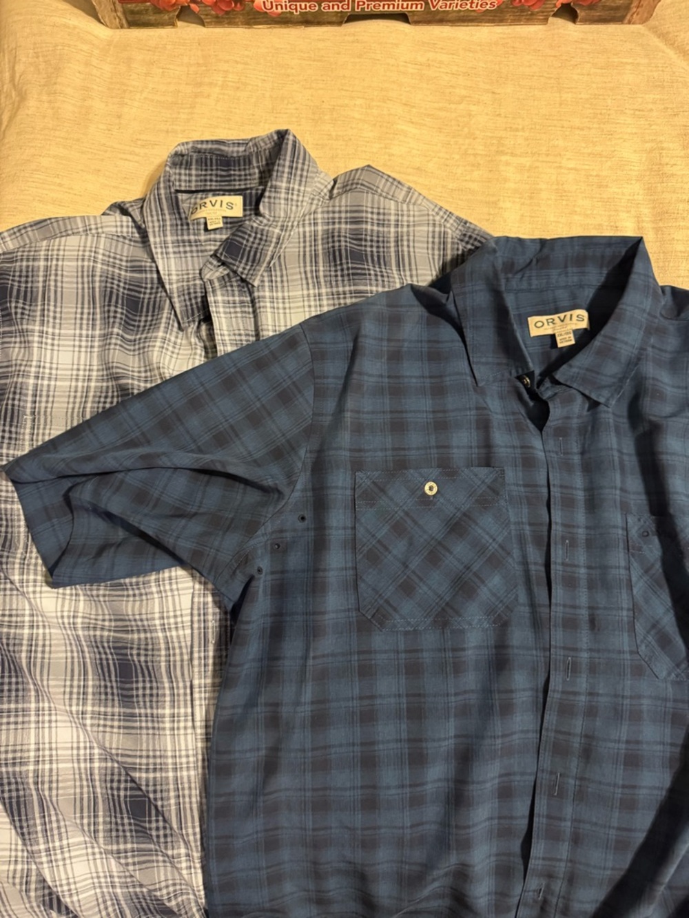 Orvis Men's Dual Blue Plaid Short Sleeve Button-Up Shirts